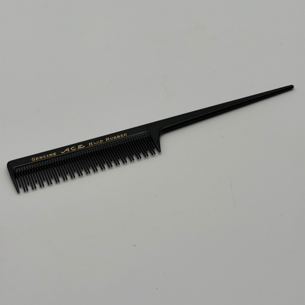 Genuine Ace Hard Rubber Tail Comb Black Fine Tooth Hair Styling Sectioning Tool